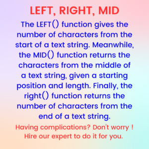 Left, Right, Mid function in Excel