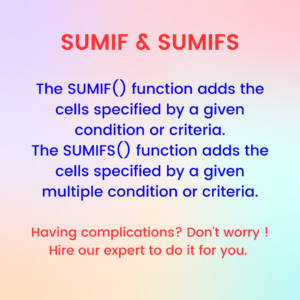 Sumif, Sumifs function in Excel